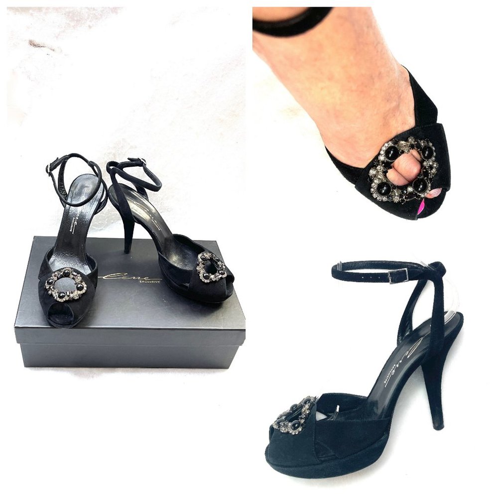 Auc Lerre Exlusive Italian made Crystal embellished suede Pumps